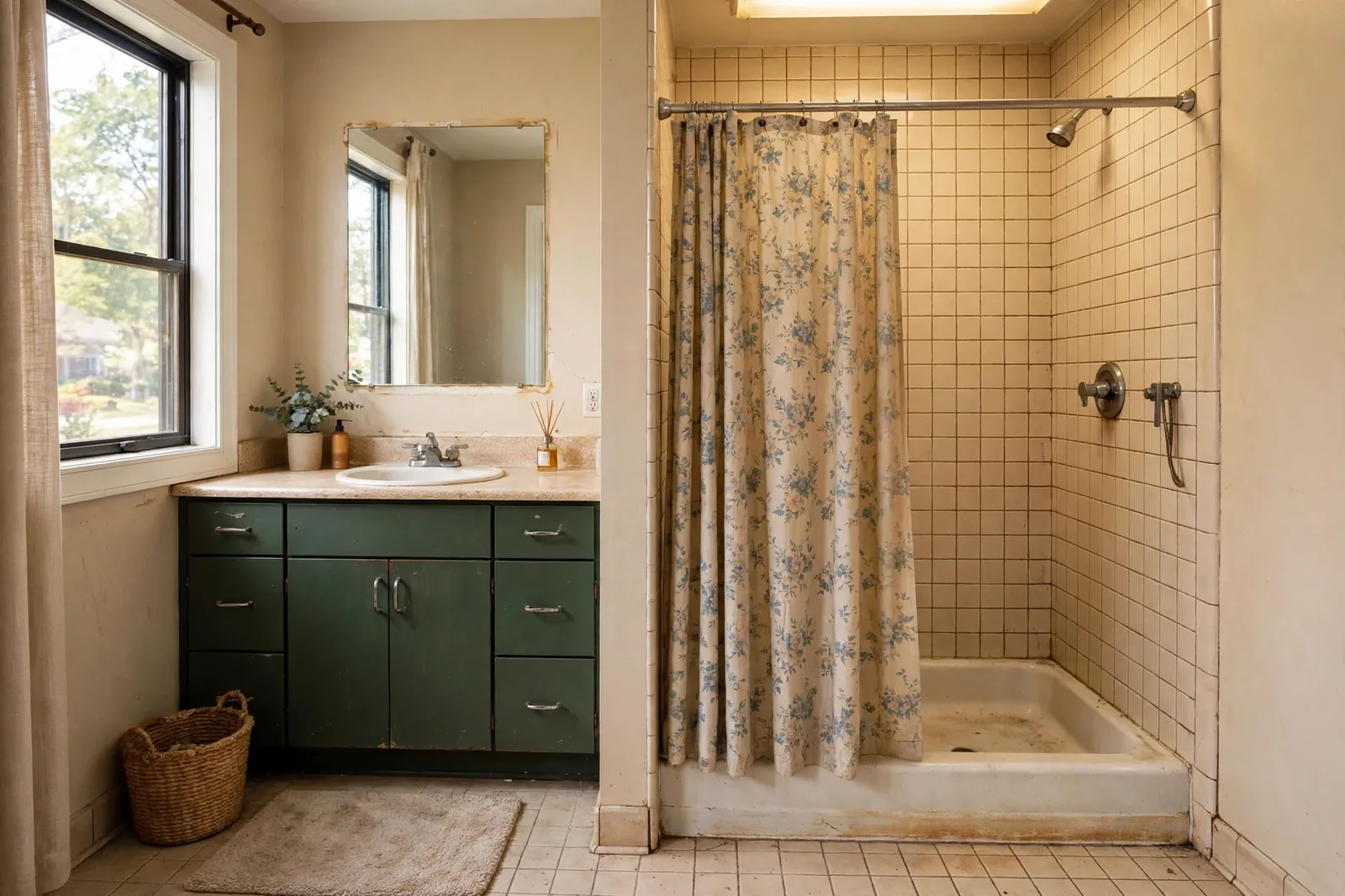 Before photo, Curbless Shower Installation in Wakefield, by Waldorf Bathroom Remodeling Company